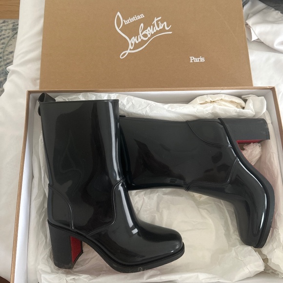 CHRISTIAN LOUBOUTIN Loubirain 70 PVC ankle boots - Picture 1 of 2